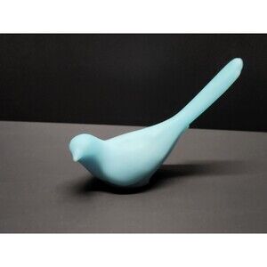 Fenton Bird Of Happiness Matte Blue Satin Long Tail Signed W/ Sticker and Price